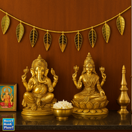 90cm Gold Leaf Thoranam Garland Traditional Hanging Door & Samy Medai Wall Decoration for Pooja Room