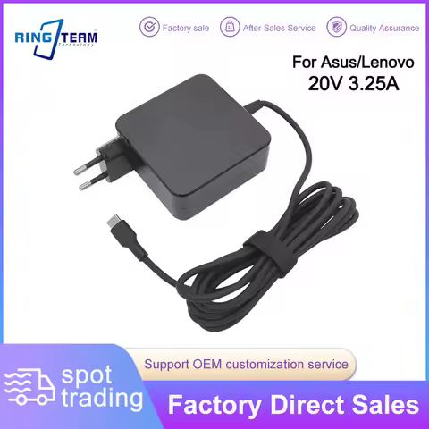 65W USB C Power Adapter PD Fast Charger for MacBook pro Dell Latitude Lenovo Huawei Matebook HP Lapt