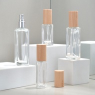 6ml 10ml 20ml 30ml Transparent Glass Perfume Spray Bottle Empty Refillable Bottle With Wooden Cover