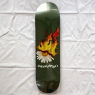 Erased “Burning Flower Green” 8.0” x 31.4” / 8.25” x 31.5” Skateboard Deck