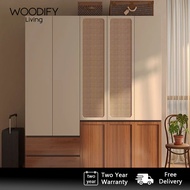 🇸🇬❤️Retro Style Rattan Wardrobe Solid Wood Wardrobe Wardrobe with drawers Small Wardrobe 1/2/3/4/5 D