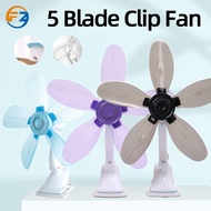 Portable 5 Soft Blades Adjustable Mini Fan Table Clip Fan Wall Fan Strong Wind 2 Pin Plug Kipas Mura