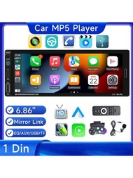 1Din 6.86 英寸高清觸摸屏顯示器 D-Play 通用車載 MP5 播放器支持 TF/USB 後視攝像頭