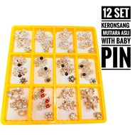 (Borong D) 12 Set Keronsang Bahu Mutiara Asli With Baby Pin