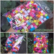 1 Pound and 1/2 Pound Large Hole Cube Beads Mixed Colors Solid Craft Materials
