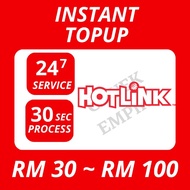 Hotlink Instant Topup RM 30 ~ RM 100