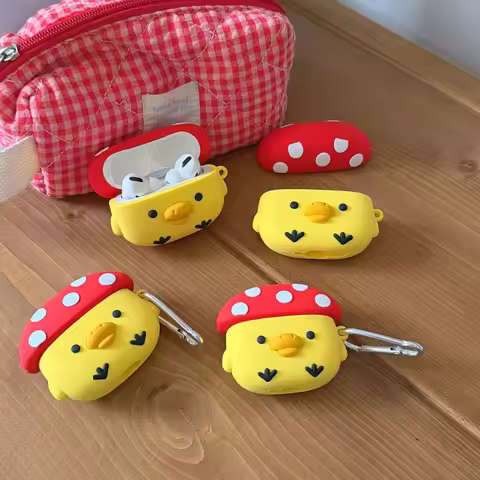 For AirPods 4 3 Pro Pro2 Pro3 Earphone Case 3D Rilakkuma Chicken Mushroom Silicone Cartoon Headphone