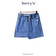 Betty's (41) Letter Drawstring Asymmetrical Denim Skirt (Blue)