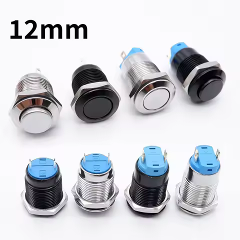 12mm Metal Push Button Switch Black Silver On Off NO LED Press Button Momentary Locking Car Computer