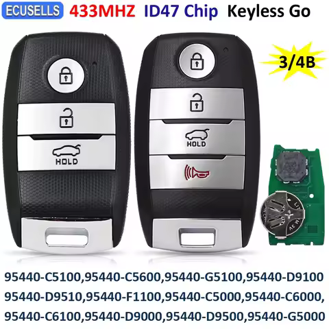 Ecusells Remote Key 433Mhz ID47 Chip for Kia P/N: 95440-D9100 C5100 C5600 G5100 D9510 F1100 C5000 C6