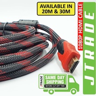 HDMI V1.4 1080p Cable Braided 24k Gold Plated Connectors 20M / 30M JTRADE