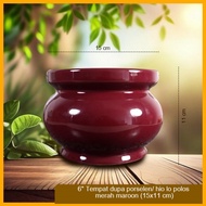 MERAH Maroon red hio lo porcelain incense holder (15x11 cm) 6 inches