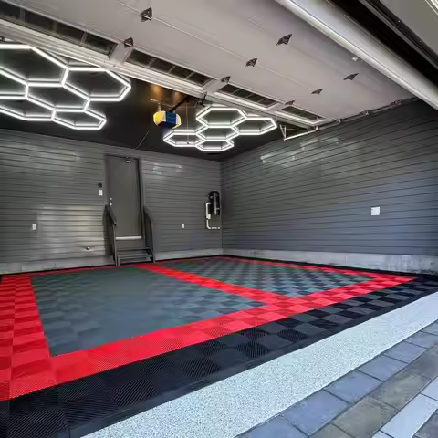 Modular Anti-Slip Interlocking Garage Floor Tiles PP PVC Plastic Flooring Mats for Car Detailing Sho