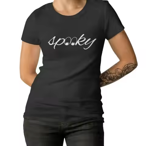 Womens Spooky 2 T Shirt Halloween Fall Funny Ghost Eyes Scary