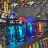 HELMET VISOR CERMIN HELMET SGV MHR  MS88 TOPI KELEDAR HALF TWO TONE CRYSTAL BLUE RED DARK SMOKE PURP