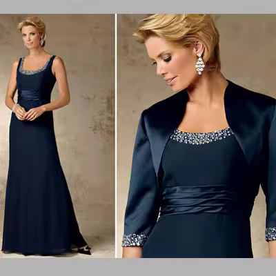 Customized Mother of the Bride Gown Formal A-Line Beaded Mother of the Bride Gown with Vestido Mae D