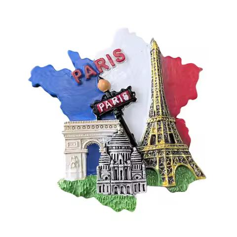 Paris France 3D Fridge Magnet Souvenir Gift,Resin Handmade Paris Refrigerator Magnet Home Decoration