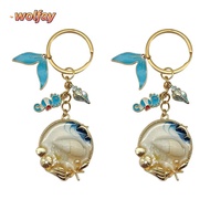 WOLFAY Car Key Chain, Shiny Pendant Zinc Alloy Key Ring, Beautiful Durable Sea Horse Conch Bag Charm Pendant DIY Jewelry Decorate