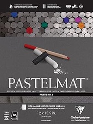 Clairefontaine Pastelmat Glued Pad - Palette No. 6 - (12 x 15 3/4 Inches) 30 x 40 cm - 360g - 12 Sheets - Charcoal Grey