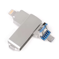 High quality 3-in-1 OTG USB flash drive metal rotating USB stick 16GB 32GB 64GB 128GB 256GB for iPho