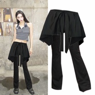 2 Pcs Plus Size Bootcut Skirt Pants Stretchable Women Korean Fashion Flare Pants With Skirts Casual 