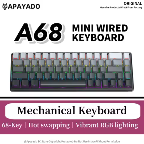 A68 Mini Mechanical Keyboard,APAYADO RGB Backlight,Full N-Key Rollover,ABS Keycaps,Separate Key Wire