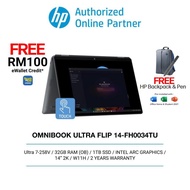 HP Omnibook Ultra Flip 14-FH0084TU / 14-FH0085TU / 14-FH0086TU (CU5-226V/CU7-258V/CU9-288V/32GB/1TB 