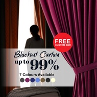 [Luna Collection] 99% Blackout Hook Ring Plain Color Designer Curtain Langsir Siap Jahit Free Alter