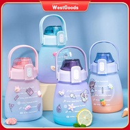 WG 1.3L PASTEL Tumbler Drinking Bottle W/ Straw&amp;Time Marker Sports Water Bottle w/3D Stickers