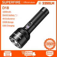 Superfire D18 Đèn pin Led siêu sáng sạc USB 26650 pin đèn lồng cho cắm trại ngoài trời gia đình tiện