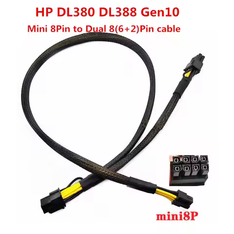 For HP DL380 DL388 560 Gen10 Gen11 GPU Mini 8Pin to Dual 8(6+2)Pin Graphics Card Power Adapter Cable