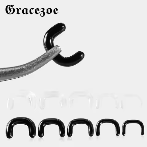 Gracezoe 1PC 16G-8G Pyrex Clear Black Glass U-Shaped Nose Rings Studs Retainer Stretching Kits Flat 