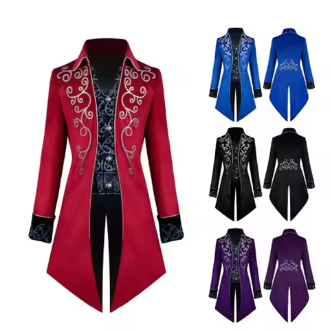 Medieval Tuxedo Steampunk Vintage Victorian Long Sleeve Windbreaker Medieval Vintage Suit Prince Cos