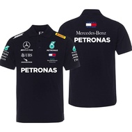 F1 Racing Mercedes-Fleet of Mercedes-Benz Suit Lapel Polo shirt Car Fans Short Sleeve T-shirt HX44S-