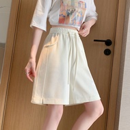 #禾萍运动短裤女薄款2024中裤休闲宽松高腰直筒阔腿五分裤,, Heping Sports Shorts Women Thin Style 2024 Mid-Leg Pants Casual Loos