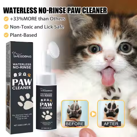 100mlPaw Cleaner Foam Dog Claw Cleaner Cat Paw Cleaner Waterless Pet Shampoo with Dog Brush for Rins