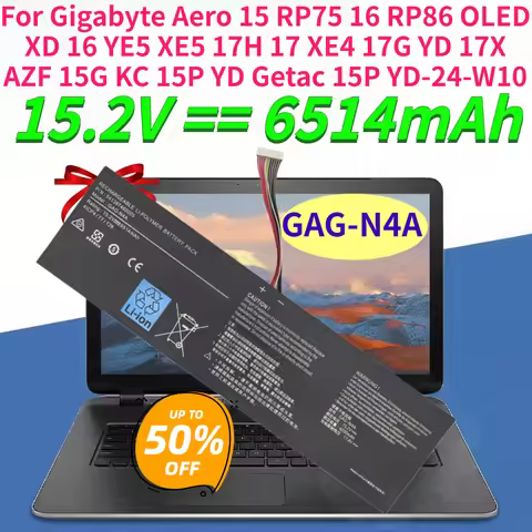 GAG-N4A Battery for Gigabyte Aero 15 RP75 16 RP86 OLED XD 16 YE5 XE5 17H 17 XE4 17G YD 17X AZF 15G K