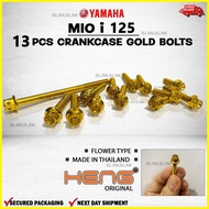 ❂ ❈ ∏ Yamaha Mio i 125 / M3  original heng gold bolts for Crankcase 13pcs Set Made in Thailand