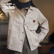 MADEN brand workwear style women youth 2023 autumn and winter white denim jacket with loose design n