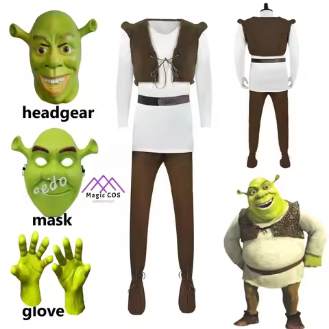 Movie Monster Shrek Cosplay Costume Men Shrek Role Play Top Pants Halloween Carnival Stage Performan