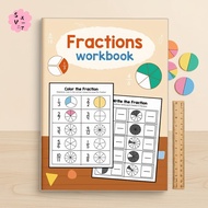 A4 Math Fraction Workbook - 24 Pages Basic Numerator Denominator Training for Elementary Students