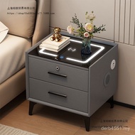 Smart Fingerprint Lock Multifunctional Simple Bedside Table Wireless Home Modern Bedroom Solid Wood 