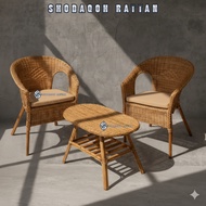 Minimalist Rattan Terrace Chair Woven Rattan Lounge Guest Chair with Melamine Finish