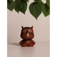 Stitching Solid Wood Rhino Wood Carving Ornaments Carving Auspicious Beasts Home Entrance Desktop