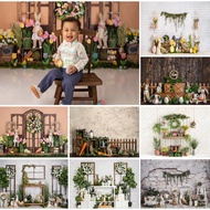 Easter Bunny SideTable Photography Backdrop Veggie Haven Spring Flowers Photo Studio Props Kids Birt