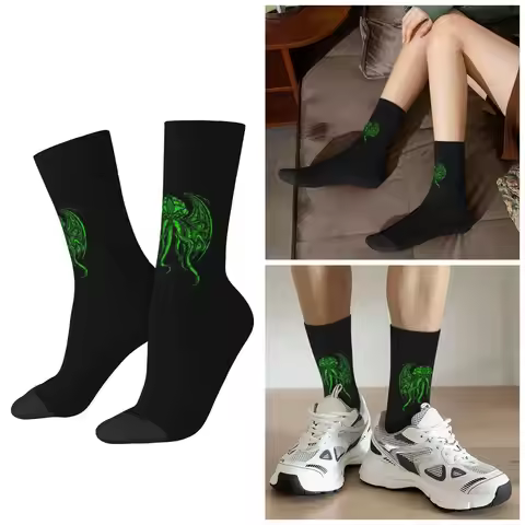 All Seasons Cthulhu Octopus Sea Monster Vintage Socks Harajuku Sport Middle Tube Sock High Quality S