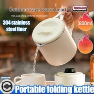 ROWAN1 Mini Kettle, 304 Stainless Steel Foldable Electric Kettle, Upgraded  Portable 800ml Two Gear 