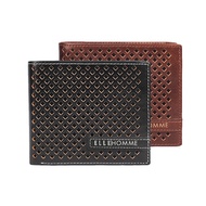 [ELLE HOMME] ELLE Diamond Pattern 3 Card 1 Pane Wallet/Short Wallet/Men's Wallet (Black/Brown)