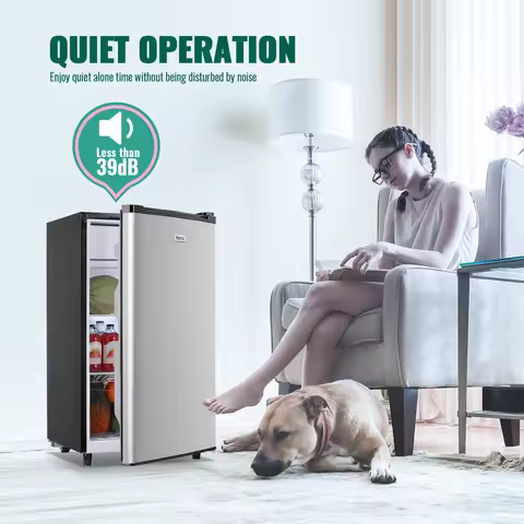3.2 Cu.ft Mini Fridge with Freezer - Small Refrigerator for Bedroom Dorm Office, Compact Single Door