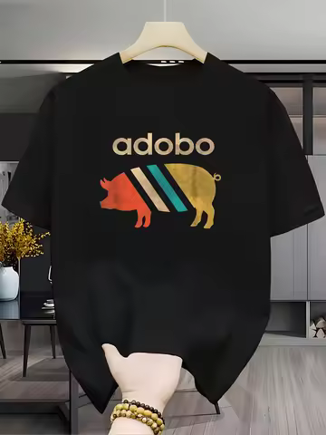 Funny Filipino Adobo Pig T Shirt Philippines Food Lover Graphic Tee Retro Pinoy Pride Summer Top Cas